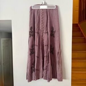 🇨🇦 EUC Vintage 90’s Empress Easy Wear Purple Embroidered Maxi Skirt Boho